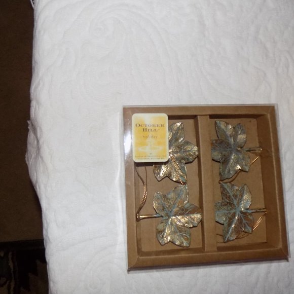 1980's Rustic Gold Mini Maple Leaf Holiday Ornaments by Boston International - Picture 10 of 13